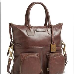 Frye Jenny Fold Over Bag Dark Brown Soft Italian Leather GUC